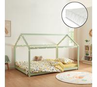 Lit d'enfant 'Cerro' lit de maison avec matelas 140x200cm vert menthe