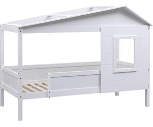 Lit d'enfant CLP Tessa en pin avec toit et fenêtre, blanc/gris