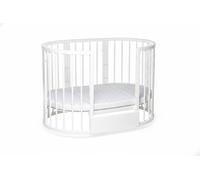 Lit d'enfant convertible KOTTO OLIN ovale en hêtre blanc - ensemble hêtre + matelas en mousse et fibre de coco