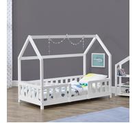 Lit d'Enfant Design Forme Maison Sisimiut Pin 160 x 80 cm Blanc Mat Laqué