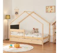 Lit d'enfant double 'Sodankylä' avec lit gigogne 90x200cm en pin naturel