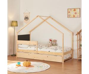 Lit d'enfant double 'Sodankylä' avec lit gigogne 90x200cm en pin naturel
