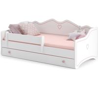 Lit d'enfant EMMA avec tiroir et barrière, 180 x 80 cm, rose