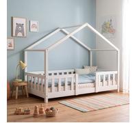 Lit d'enfant 'Treviolo' à l'aspect de maison avec protection contre les chutes Pin 80 x 160 cm Blanc