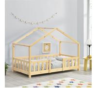 Lit d'enfant 'Treviolo' à l'aspect de maison avec protection contre les chutes en pin 80 x 160 cm couleurs du bois