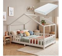 Lit d'enfant 'Treviolo' avec matelas et protection contre les chutes 120x200cm blanc