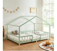 Lit d'Enfant Forme Maison avec Grille de Protection Treviolo 200 x 120 cm Vert Menthe