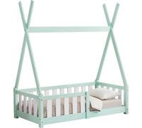 Lit d'enfant 'Helsingborg' avec protection contre la chute pin 70 x 140 cm Mint