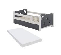 Lit d'enfant Vitalispa Jessica Gris 70x140 cm avec tiroir et matelas, Model 40341