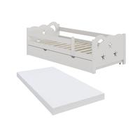 Lit d'enfant Jessica, 80x160 cm avec tiroir et matelas, Blanc, Vitalispa 40327