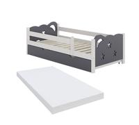 Lit d'enfant Vitalispa Jessica Gris 80x160 cm avec tiroir et matelas, Model 40345