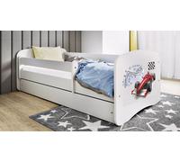 Lit d'enfant Lit d'adolescent Formule 1 70x140, 80x160, 80x180 cm - Set complet avec tiroir & protection contre les chutes