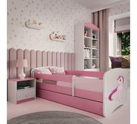 Lit d'enfant Lit d'adolescent licorne 70x140, 80x160, 80x180 cm - Set complet avec matelas, tiroir & protection antichute