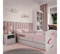 Lit d'enfant Lit d'adolescent licorne 70x140, 80x160, 80x180 cm - Set complet avec matelas, tiroir & protection antichute