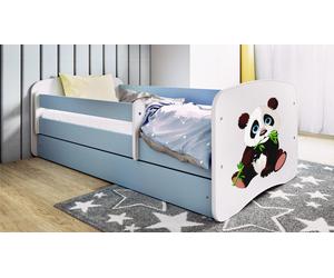 Lit d'enfant Lit d'adolescent Panda 2 70x140, 80x160, 80x180 cm - Set complet avec matelas, tiroir & protection antichute