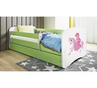 Lit d'enfant Lit d'adolescent Princesse à cheval 70x140, 80x160, 80x180 cm - Set complet avec matelas, tiroir & protection antichute