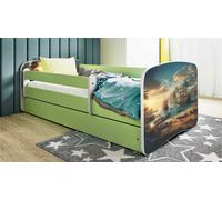 Lit d'enfant Lit d'adolescent Schiff 70x140, 80x160, 80x180 cm - Set complet avec matelas, tiroir & protection antichute