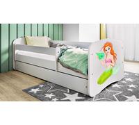 Lit d'enfant Lit d'adolescent Sirène 70x140, 80x160, 80x180 cm - Set complet avec tiroir & protection antichute