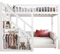 Lit d'enfant - Lit en forme de maison - 90 x 200 cm - Bois - Avec barrière de sécurité - Avec 1 tiroir - Design moderne et minimaliste