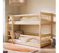 Lit d'enfant Lit superposé 80x180 | 90x190 | 90x200 cm, avec bords arrondis et transformable en 2 lits 90x190 cm de 4 à 18 ans, naturel