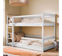 Lit d'enfant Lit superposé 80x180 | 90x190 | 90x200 cm, avec bords arrondis et transformable en 2 lits 90x200 cm de 4 à 18 ans, blanc