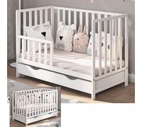 Lit d'enfant Lulu 120x60 avec tiroir et kit de transformation (sans matelas) - grandit avec votre enfant