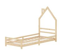 Lit d'enfant maison simple sommier à lattes 90x200 cm naturel bois massif de pin