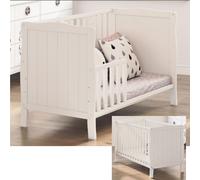 Lit d'enfant Mavi en blanc en hêtre véritable, y compris kit de transformation 60x120