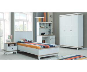 Lit d'enfant Meubles pour enfants Lit complet blanc en bois Set 4pcs Moderne