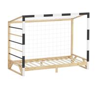 Lit d'enfant ML-Design 90x200 cm naturel beige bois de pin avec but de football et sommier à lattes