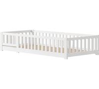 Lit d'enfant Montessori - Lit au sol 90 x 190 cm - Avec barrière de sécurité - Avec sommier à lattes - En bois - Sans tiroirs - Design moderne