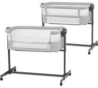 Kinderkraft NESTEE UP 2 - Lit d'appoint 2 en 1 - 5 niveaux de hauteur - matelas inclinable - 4 roues - facile à nettoyer - matelas inclus - Gris