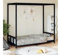 Lit d'enfant noir 90x200 cm pin massif