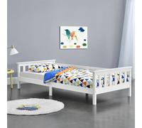 Lit d'enfant Nuuk avec espace de rangement 90x200 cm Lit d'adolescent jusqu'à 100 kg avec sommier à lattes Lit de couchette en pin blanc
