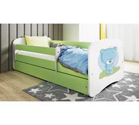 Lit d'enfant ourson fleurs avec tiroir et matelas vert lit d'adolescent 140/70