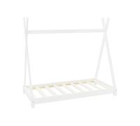 Lit d'enfant Tipi avec sommier à lattes 70x140 cm Blanc en bois ML-DESIGN