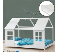 Lit d'enfant 'Tostedt' design semi-ouvert 140x200cm avec matelas blanc
