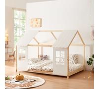 Lit d'enfant 'Tostedt' design semi-ouvert 140x200cm bois/blanc