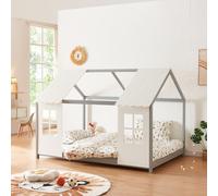 Lit d'enfant 'Tostedt' design semi-ouvert 140x200cm gris/blanc