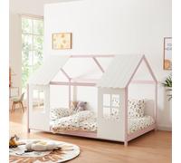 Lit d'enfant 'Tostedt' design semi-ouvert 140x200cm rose/blanc