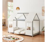 Lit d'enfant 'Tostedt' design semi-ouvert 90x200cm gris/blanc