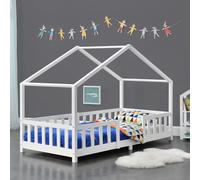 Lit d'enfant 'Treviolo' à l'aspect de maison avec protection antichute en pin 90 x 200 cm blanc