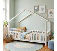 Lit d'enfant 'Treviolo' à l'aspect de maison avec protection contre les chutes Pin 80 x 160 cm Blanc