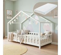 Lit d'enfant 'Treviolo' avec matelas et protection contre les chutes 90x200cm blanc