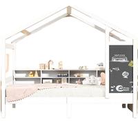 Lit d'enfant Valora 140 x 200 cm – Lit en forme de maison Montessori pour enfants – Lit pour tout-petits – Avec sommier à lattes – Sans matelas