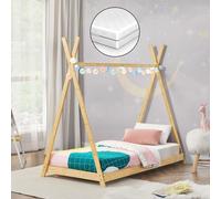 Lit d'enfant 'Vimpeli' avec matelas 70 x 140 cm bambou