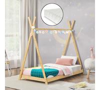 Lit d'enfant 'Vimpeli' avec matelas 90 x 200 cm bambou