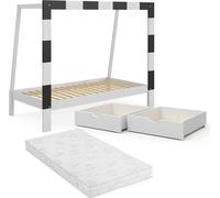 Lit d'enfant Vitalispa Football goal Blanc 178x142.5cm avec tiroir et matelas, Model 50584