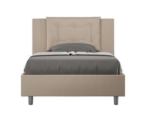 Lit design 120x190 cm avec tête de lit coussin matelassé simili cuir beige Andry Avec sommier et sans coffre