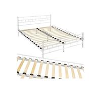 Lit - TECTAKE - Lit au design moderne MALTA avec sommier et cadre en acier 140 x 200 cm - Blanc